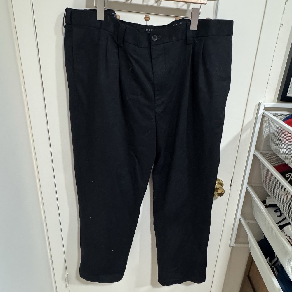 Oak Hill Premium Men's Pant 50x30 Chino Pants Black Solid 100% Cotton Casual